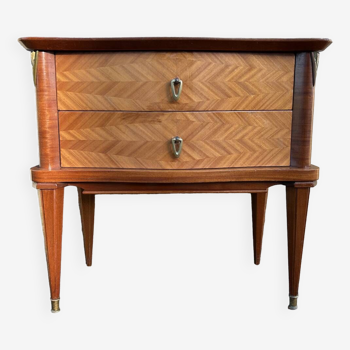 Wood and lacquered varnish bedside table, 1950s.