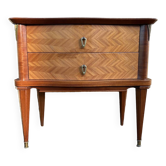 Wood and lacquered varnish bedside table, 1950s.