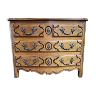 Parisian chest of drawers in solid oak Louis XIV style