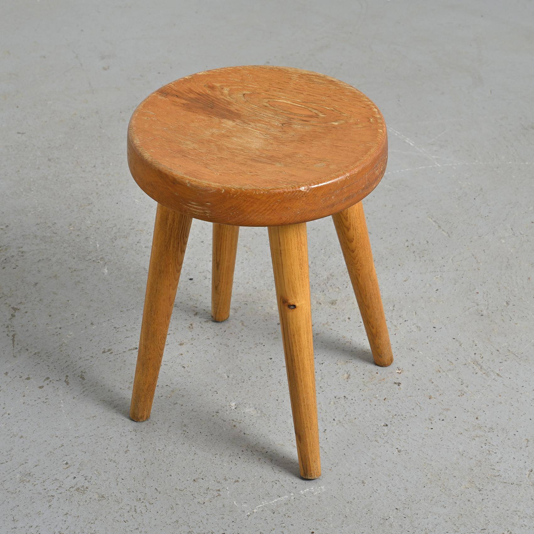 Pair of pine stools by René Martin, France, circa 1965