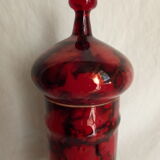 Covered pot in colored glass