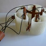 Scandinavian chandelier 5 lights 1960 teak and perspex