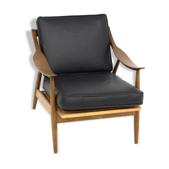 Scandinavian armchair, leather, Sweden, 1960