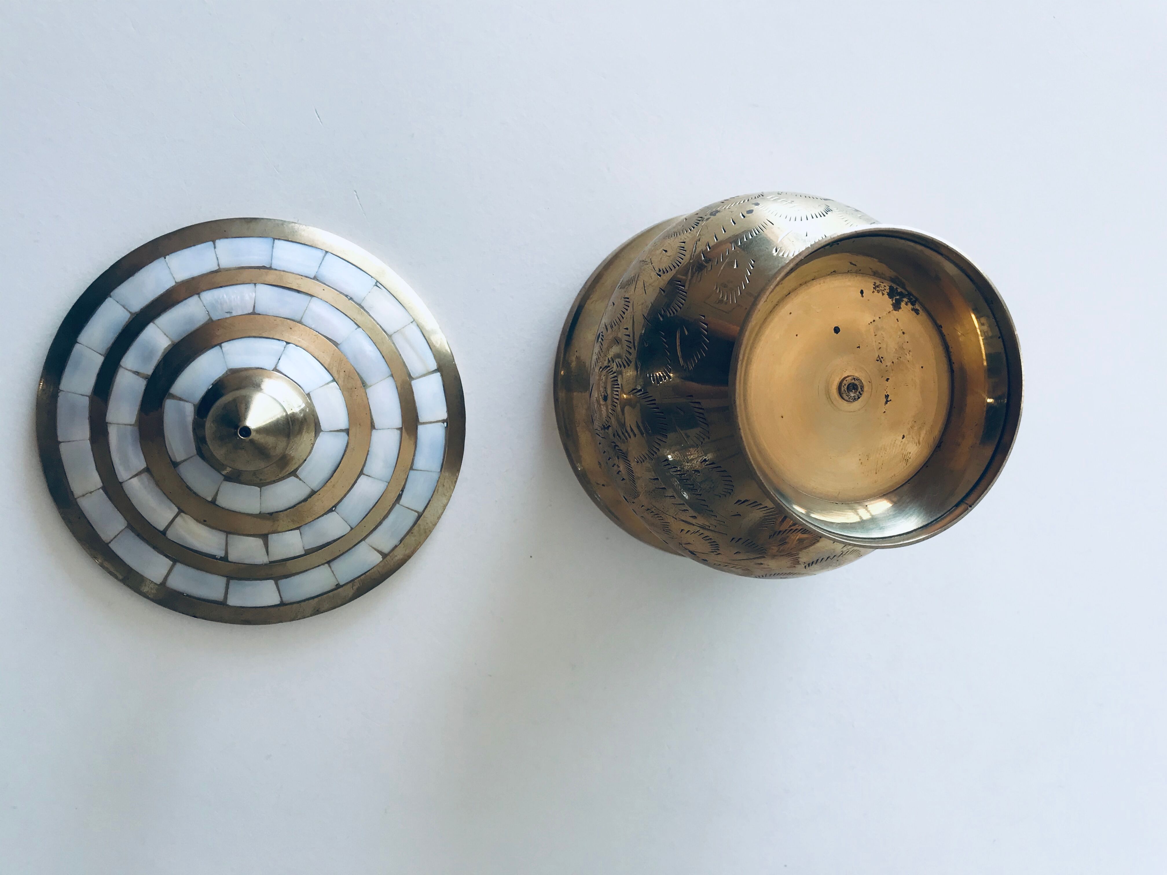 Brass and mother-of-pearl box