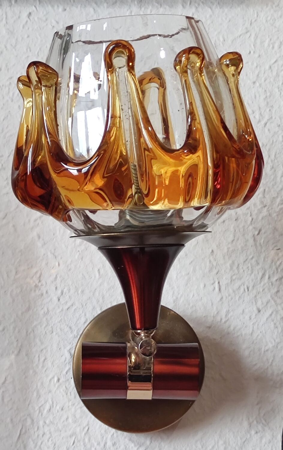 Pair of wall lamps Murano Mazzega, 1970