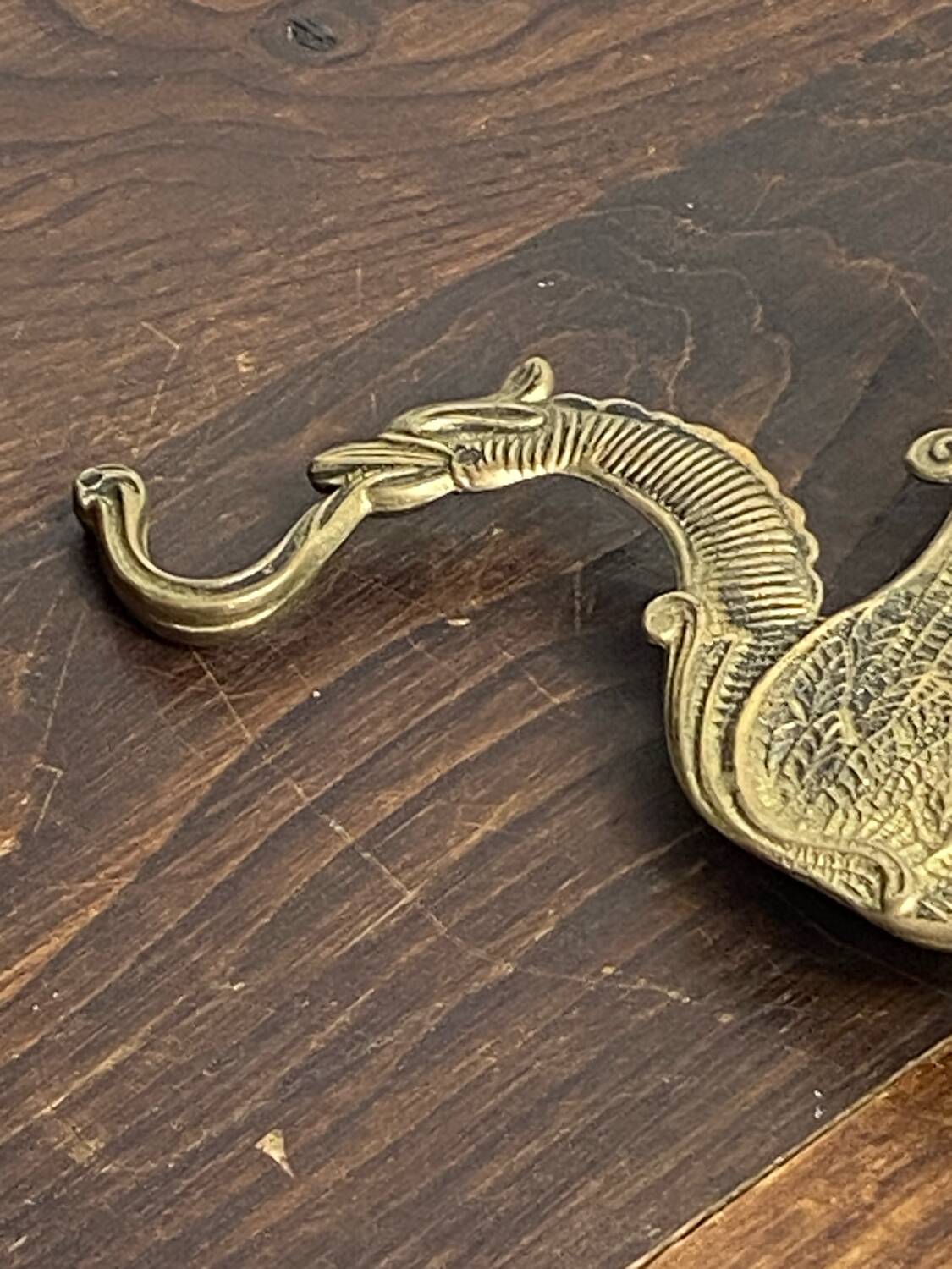 Antique wall hooks, dragon shape, in brass