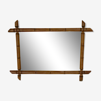 Old mirror early 1900 in wood turned bamboo