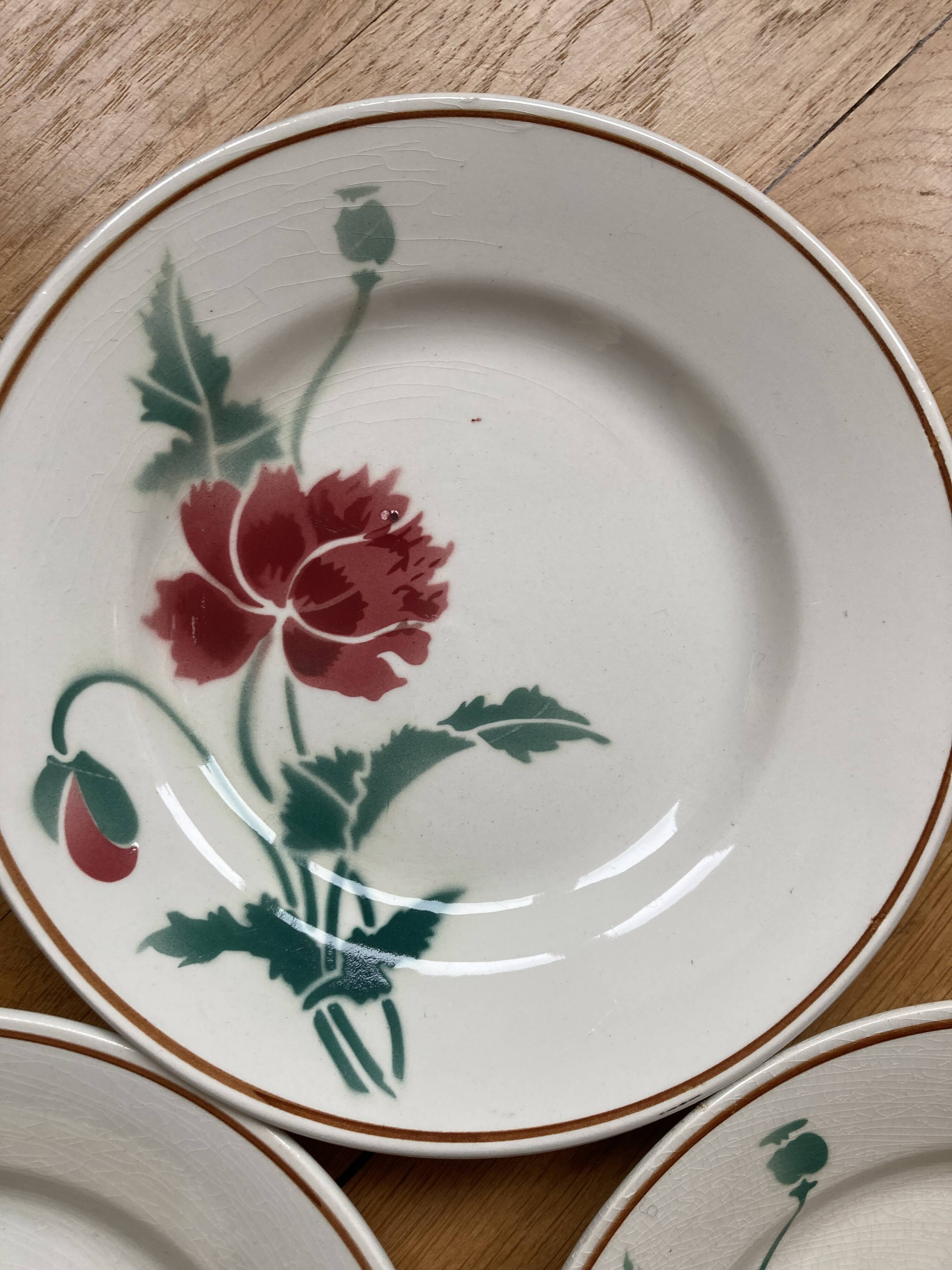Luxury dessert plates poppies Luxeuil hbcm