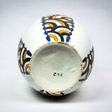 Art Deco vase from the Nimy pottery — geometric design, Belgium circa 1940.