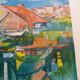 Lithograph José Palmeiro unsigned Spain Marina with boats 50x66 cm