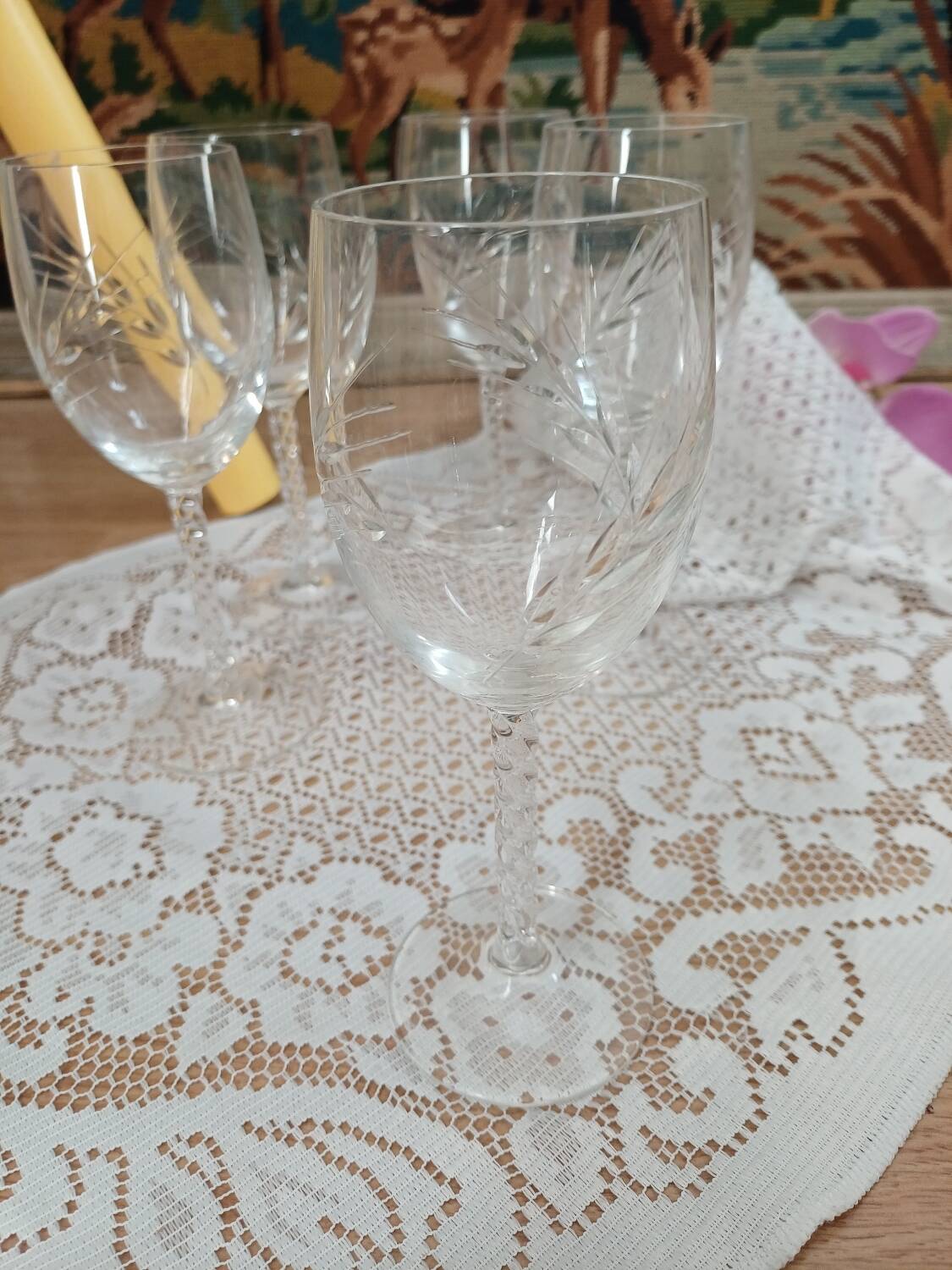 Crystal D'Arques footed glasses