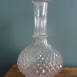 Vase carafe en verre décor pointe de diamant ananas