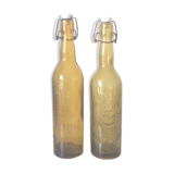 2 bottles Brasserie amber glass