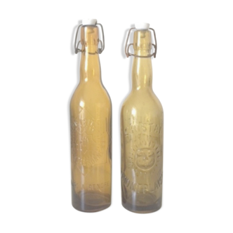 2 bottles Brasserie amber glass