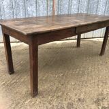 Rustic antique farmhouse table in solid oak with 1 drawer.