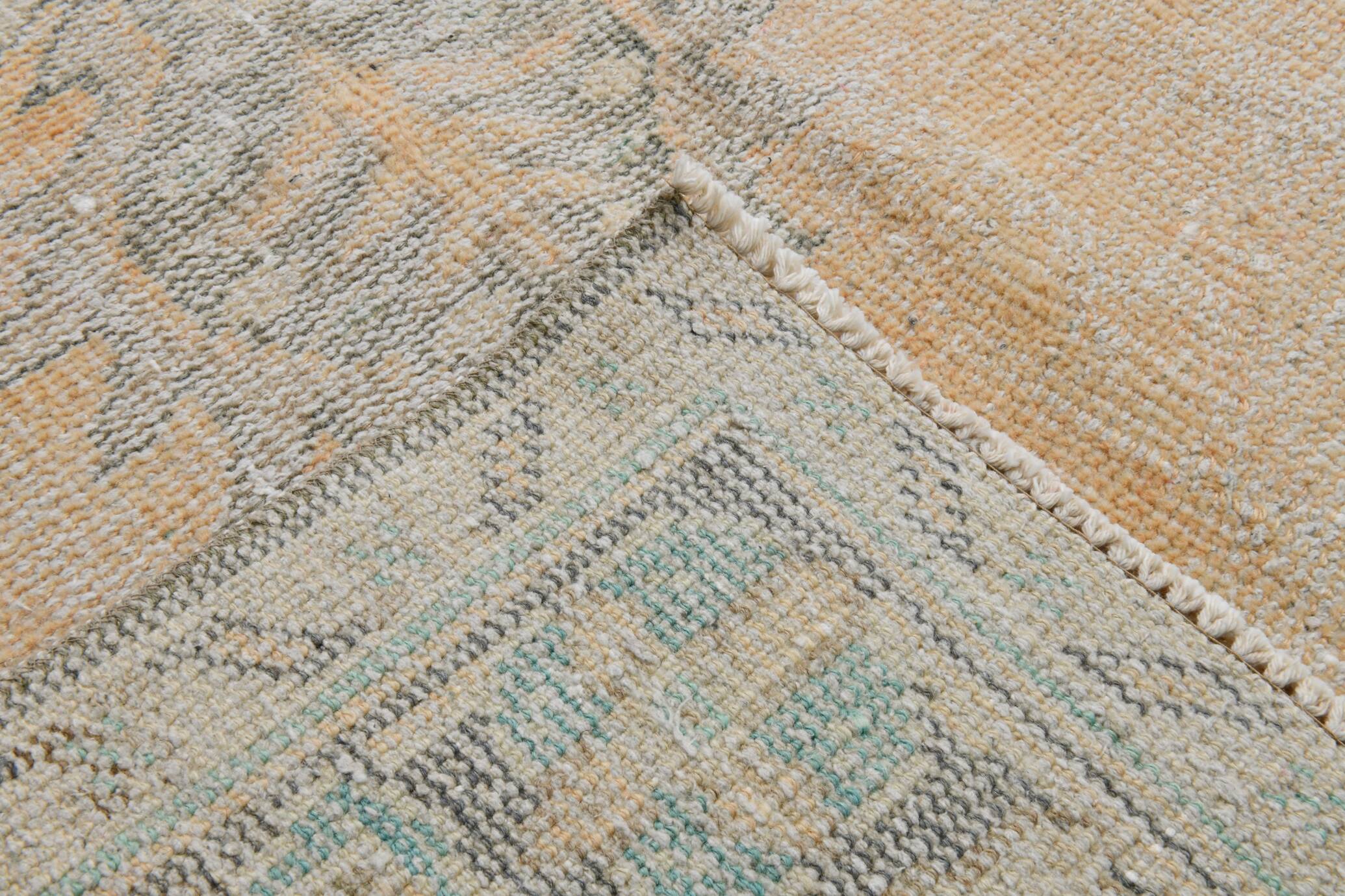 7x10 Light Yellow & Beige Vintage Rug 203x297Cm SK 21426