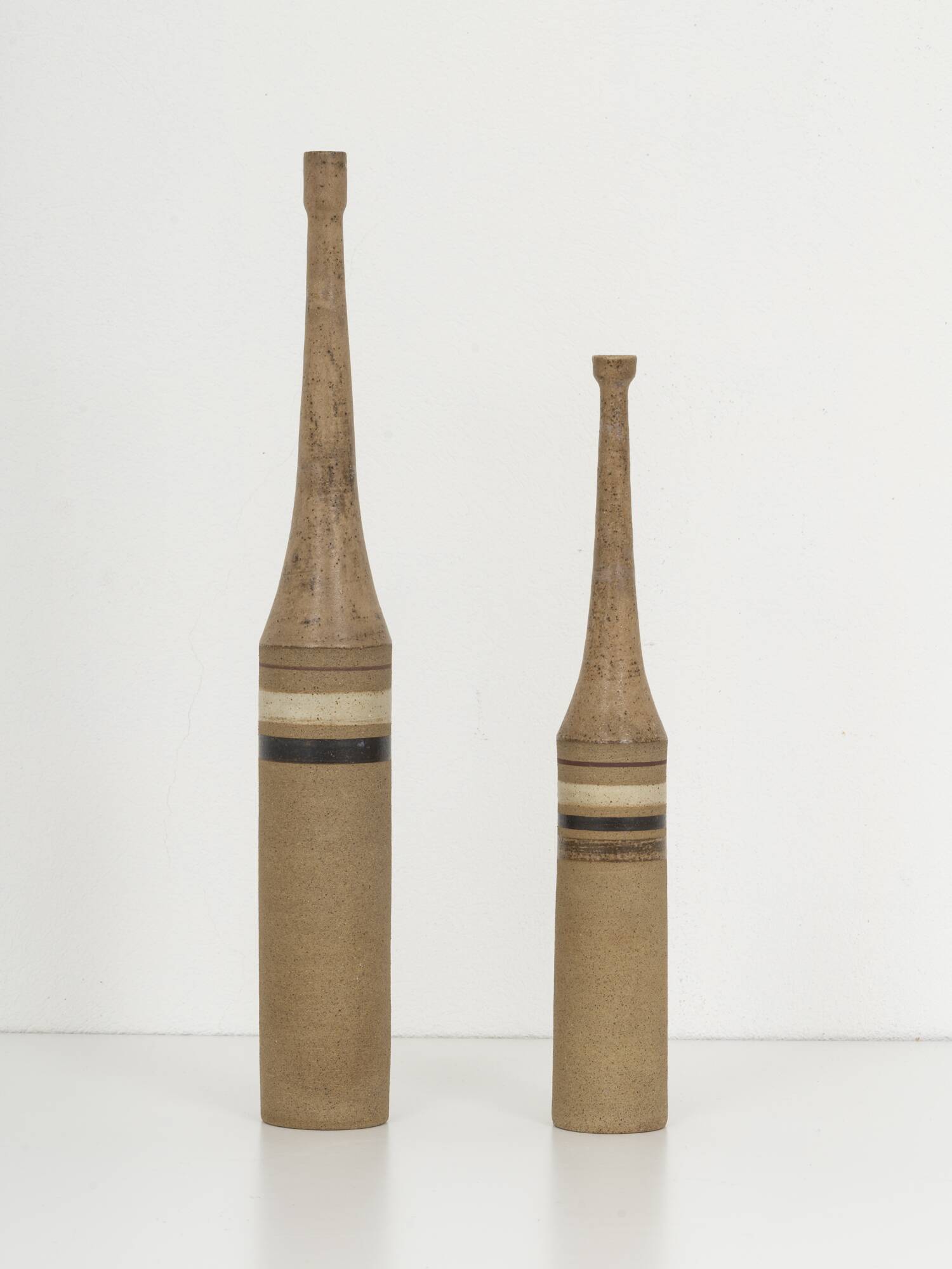 Bruno Gambone, pair of XL ceramic bottles, Italy 1970s