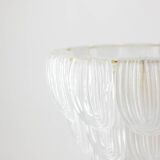 Translucent white Murano glass chandelier. Italy, contemporary work.