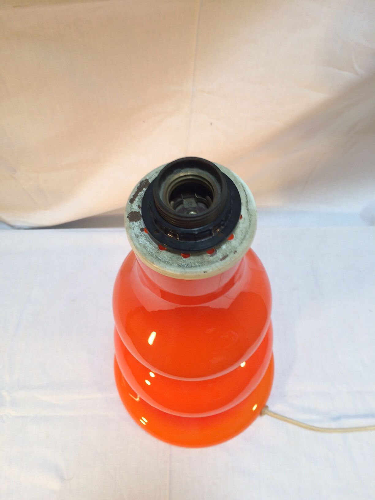 Vintage lamp foot in opaline orange double fires-years 70