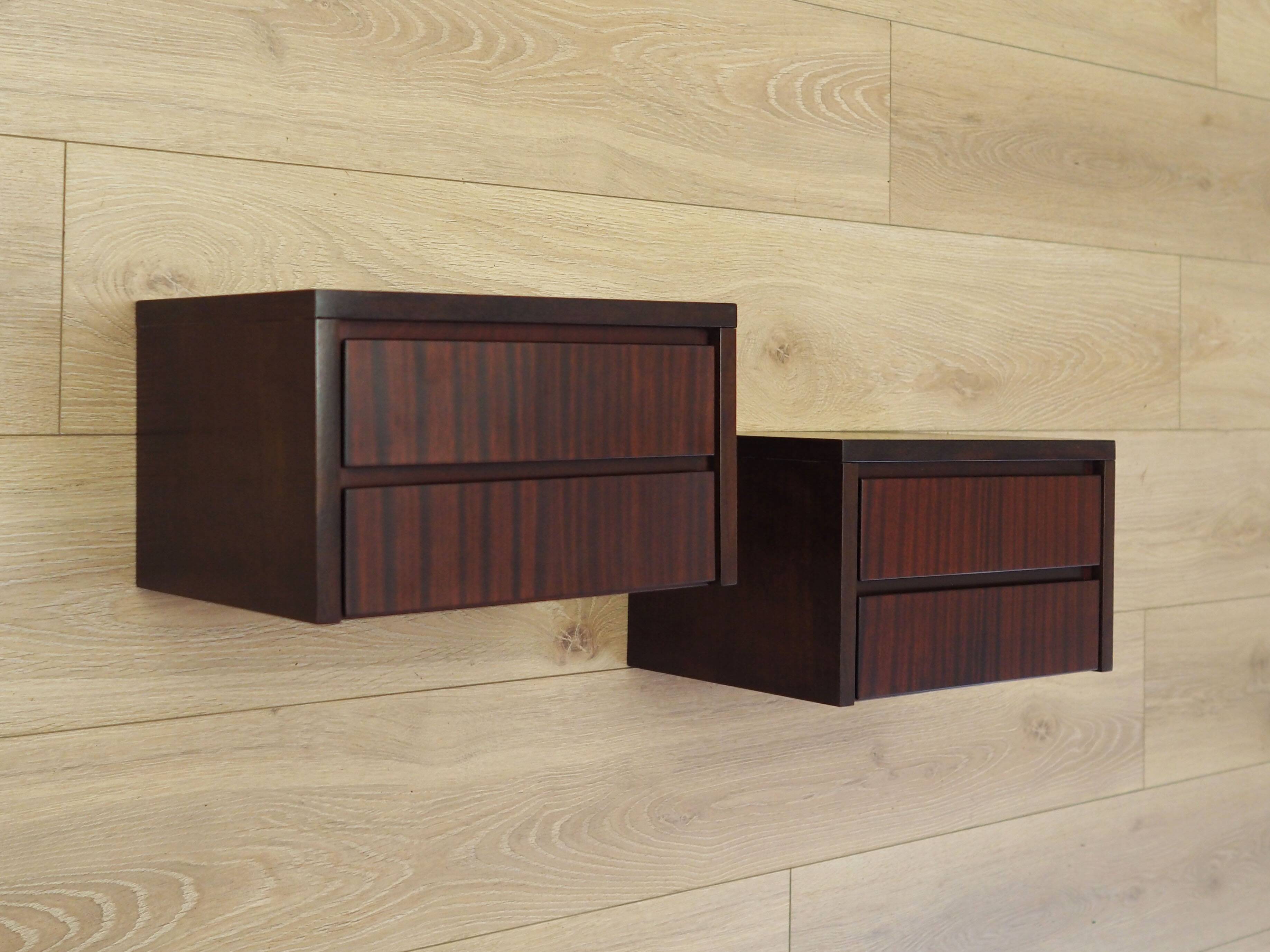 Set of hanging bedside cabinets, Danish design, 1970s, production: Denmark