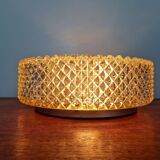 Plafonnier ou applique murale en cristal ambré et métal doré, 1970