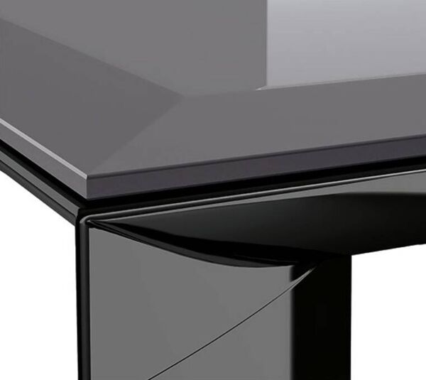 Table de Milieu / Console - Alu laqué et verre teinté noir - Design italien