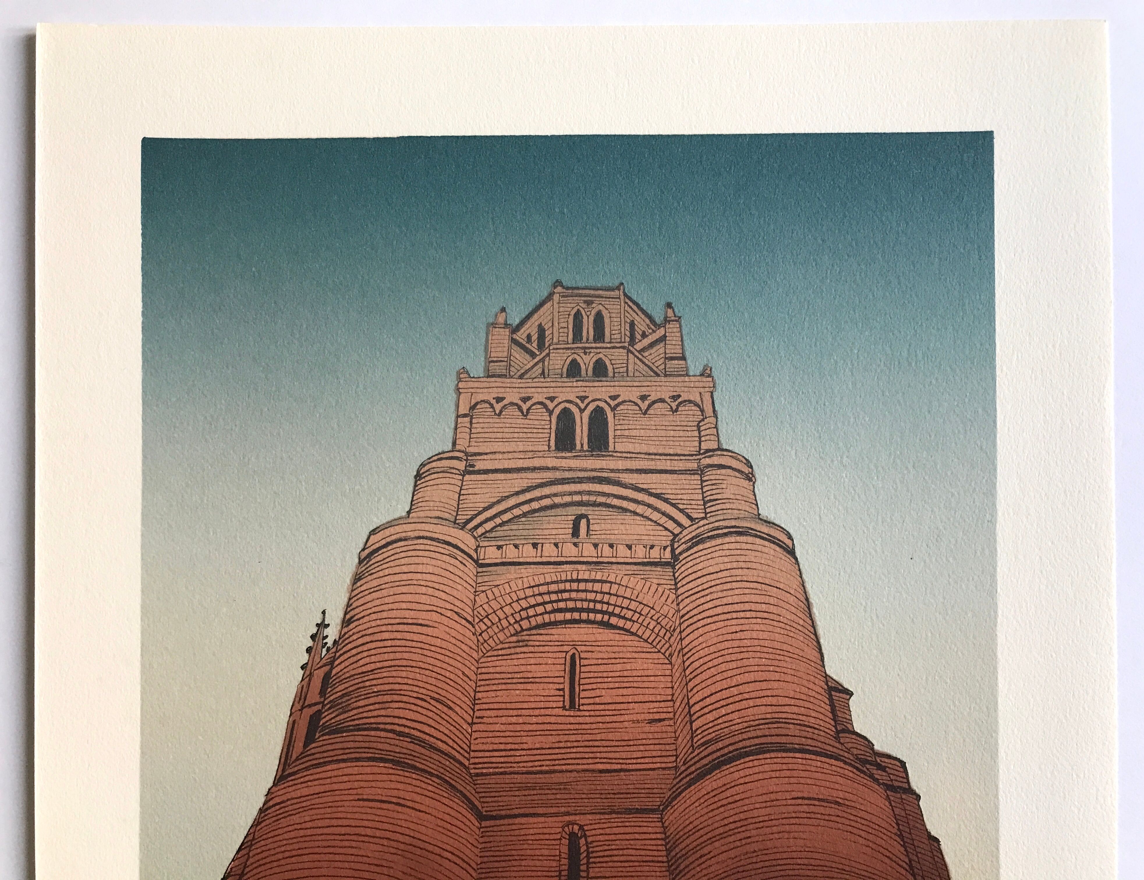 original lithograph by alain le foll, albi, 1978