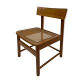 Vintage 60s chair with webbing and wood minimalist design