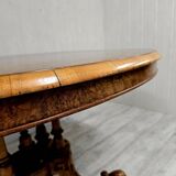 Napoleon III era pedestal table in burr walnut