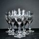 Saint-Louis set of 6 stemmed crystal glasses with palmette design, circa 1900, H11.5