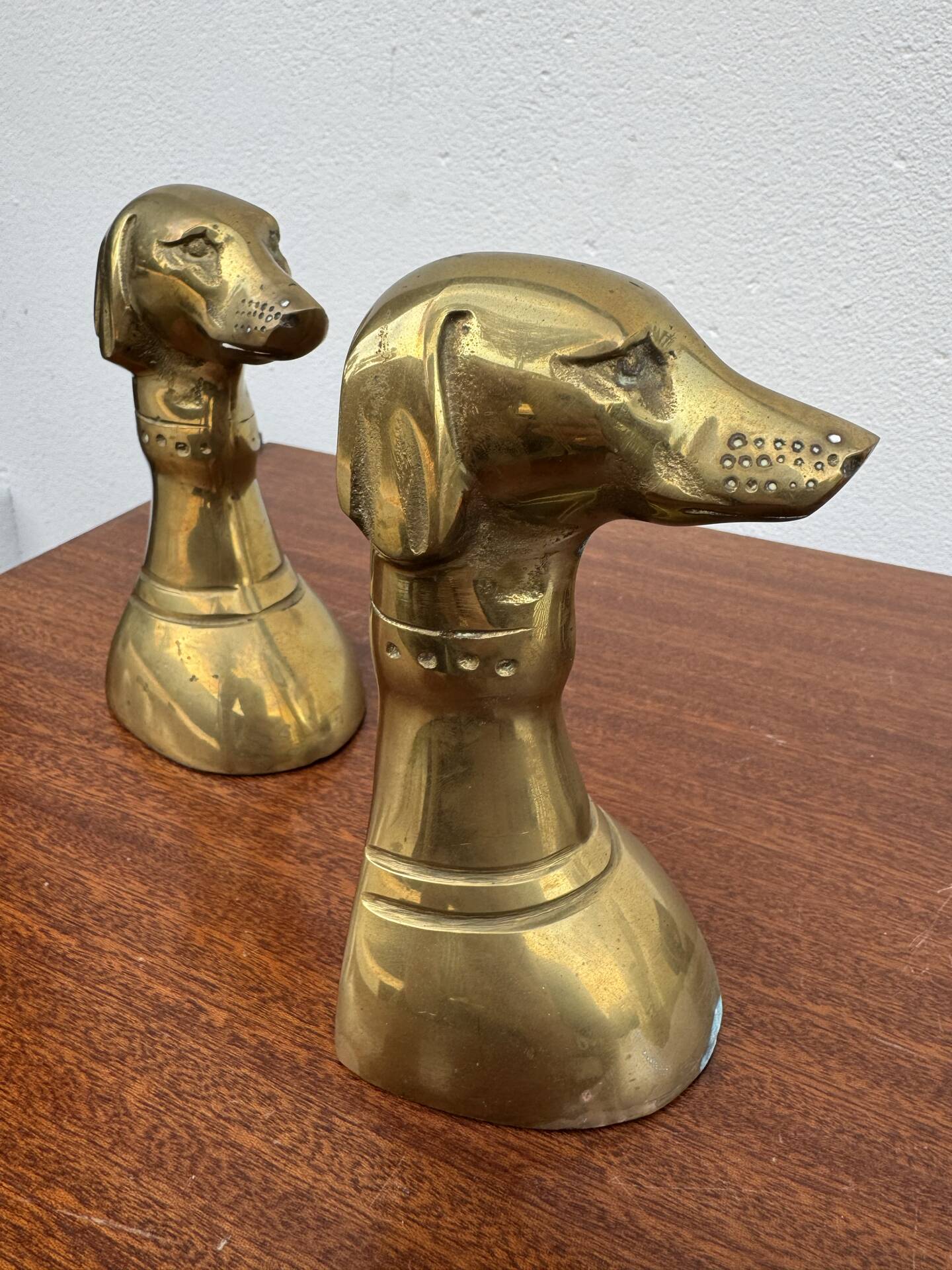 Dog bookends, solid brass, 1970s.