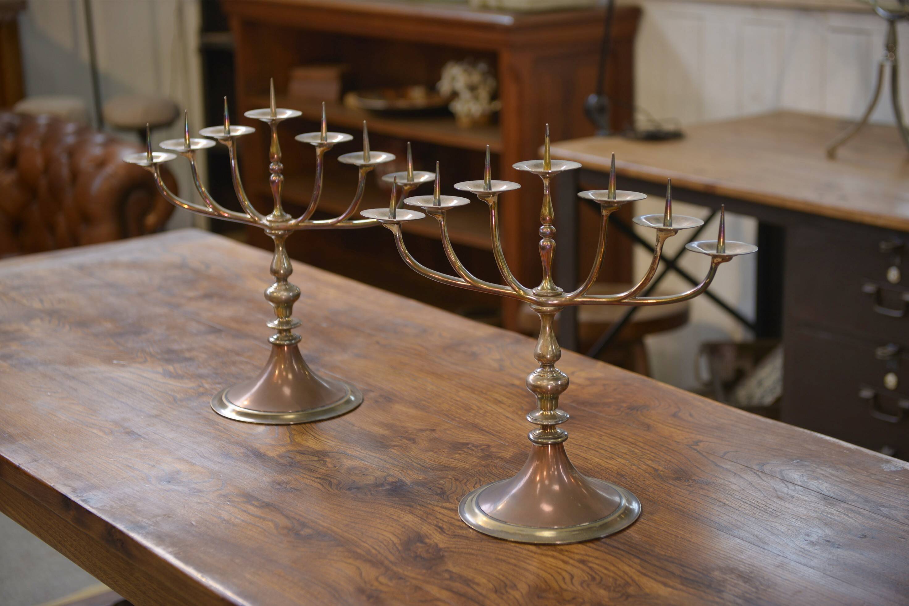 Pair of brass and copper candlesticks 1950s