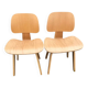 Set of 2 moulded chairs in brown plywood, mid-century style from the 1940s.