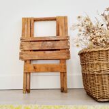 Tabouret pliant ancien en bois - porte-plantes en bois