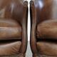 Set of 2 club chairs/armchairs in dark cognac leather