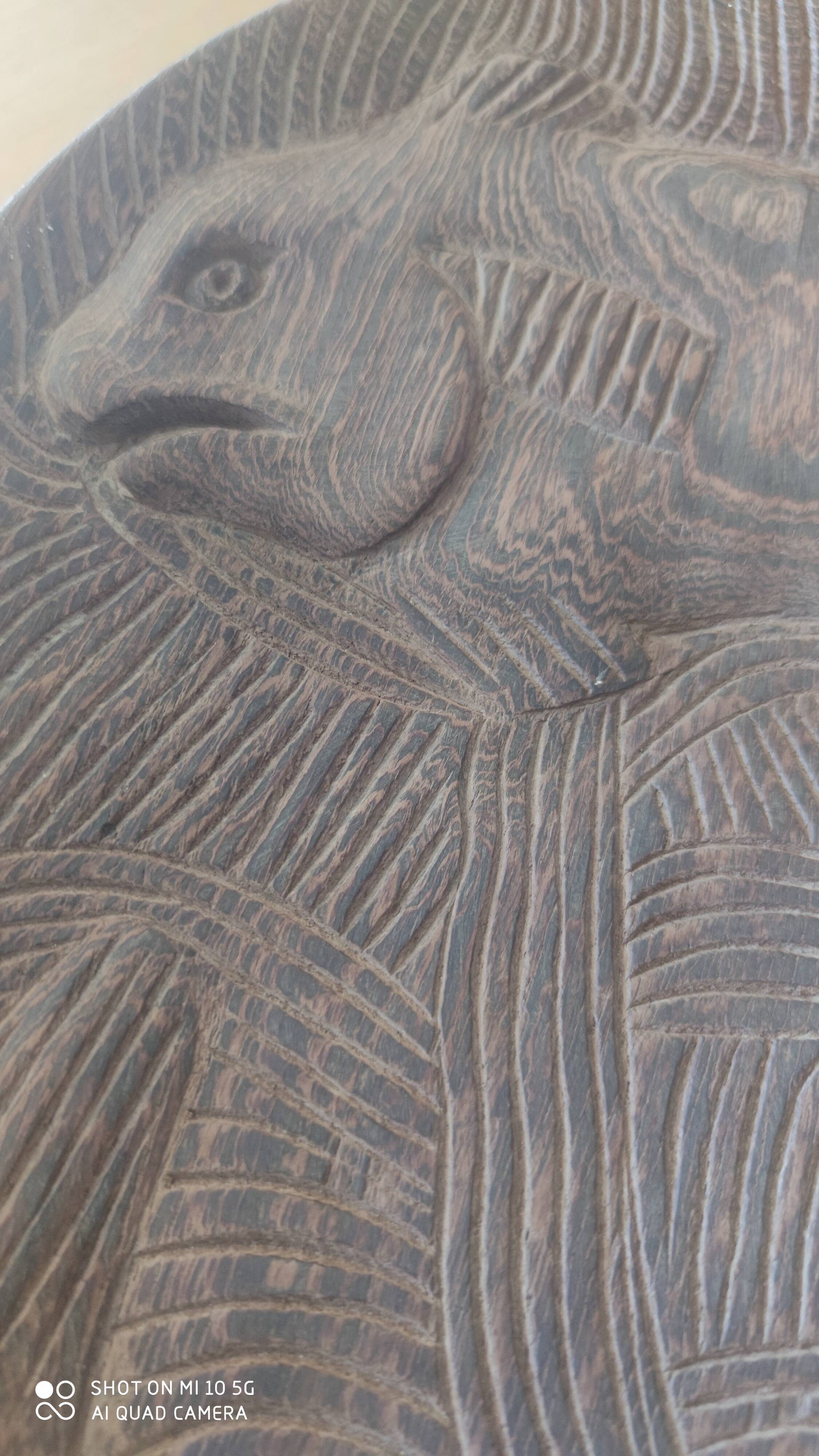 Wenge carved single-piece platter with fish decoration