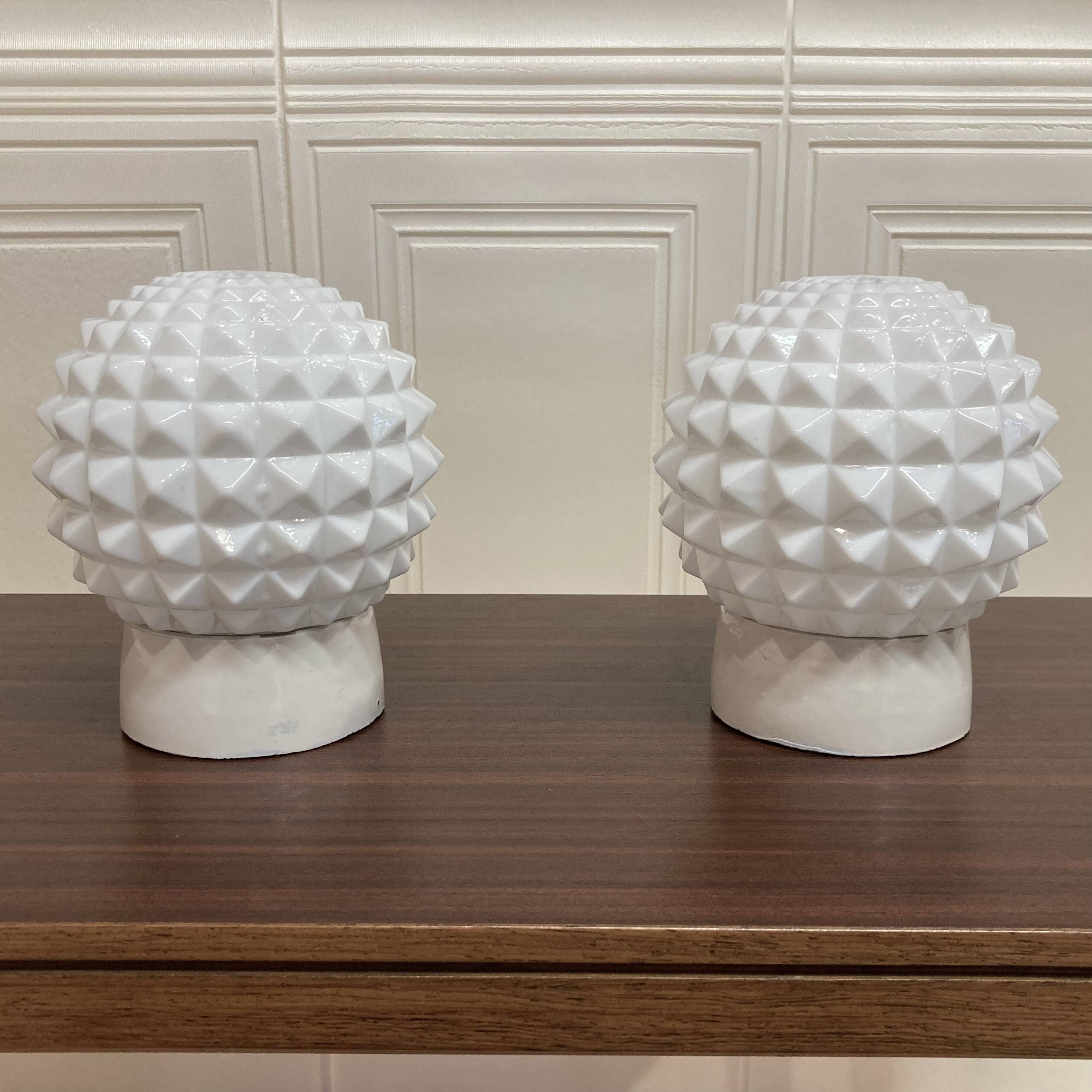 Pair of opaline and porcelain wall lights scandinavian design 1950.