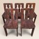 Set of five brutalist chairs in solid pine.