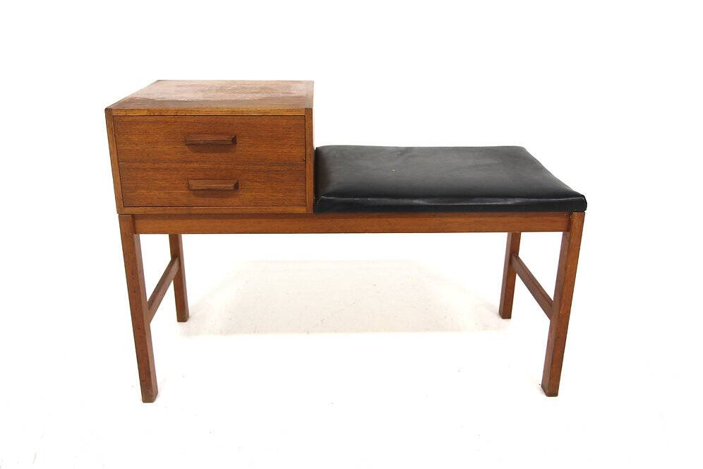 Scandinavian teak telephone bench, Sweden, 1960