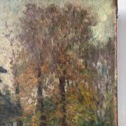 Huile sur toile  "Rivière dans les bois"