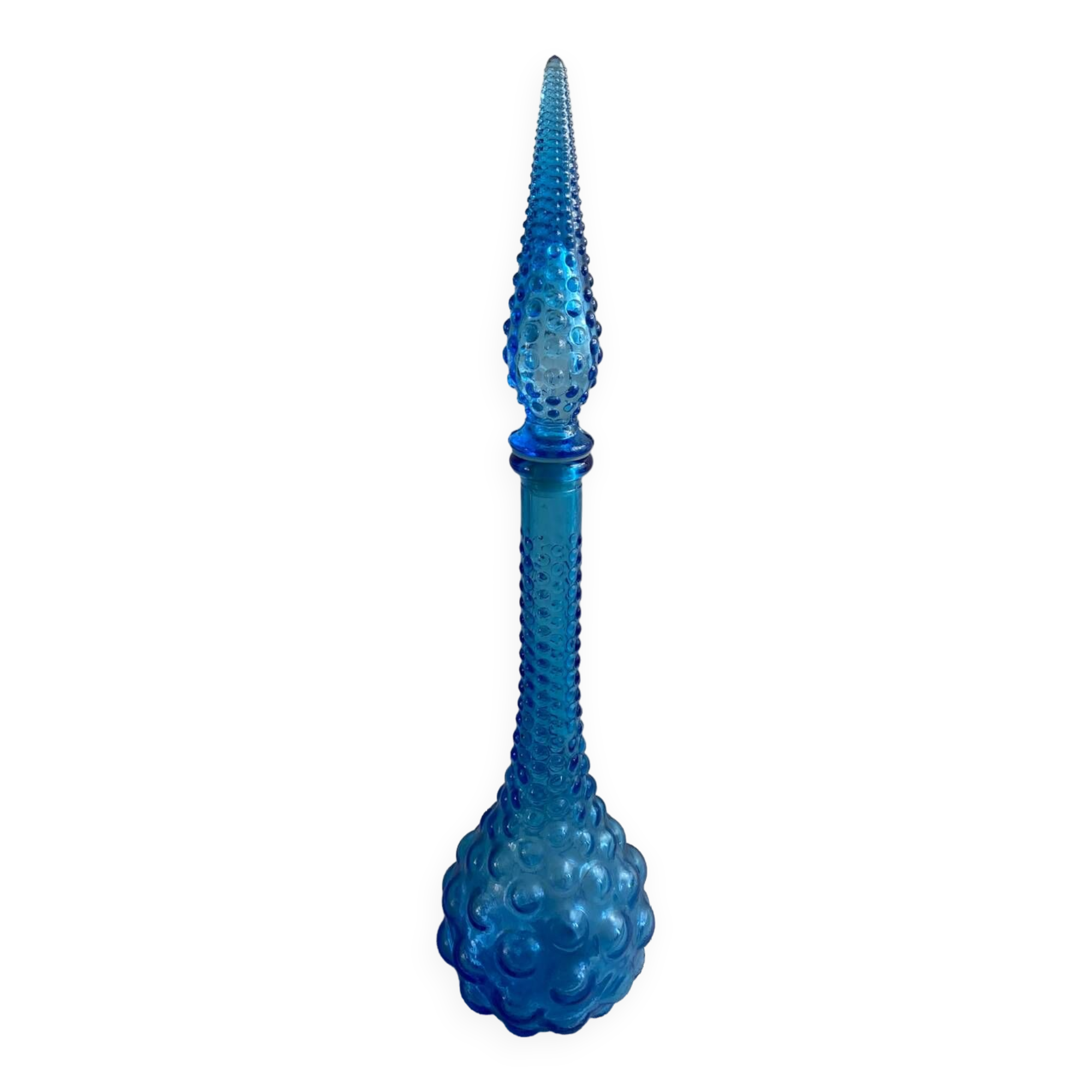 Turquoise blue employment glass carafe