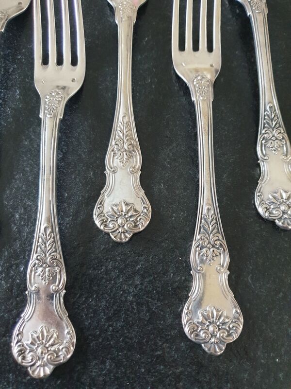 Set of 6 solid silver forks, Hénin goldsmith et cie, Minerve punch