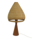 Danish modern table lamp teak and rattan 1960s mid century wicker light