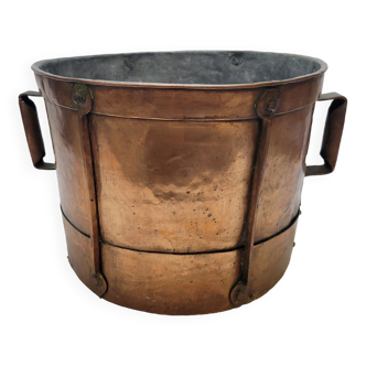 Old Ferrat Copper Bucket Grain Measure / Transport Water Auvergne France XVIII