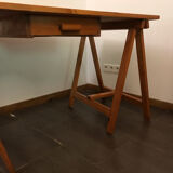 Wooden desk on trestles 1960
