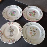 Four flat earthenware plates including 2 Luneville