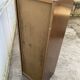 1970 oak office storage cabinet with curtains.