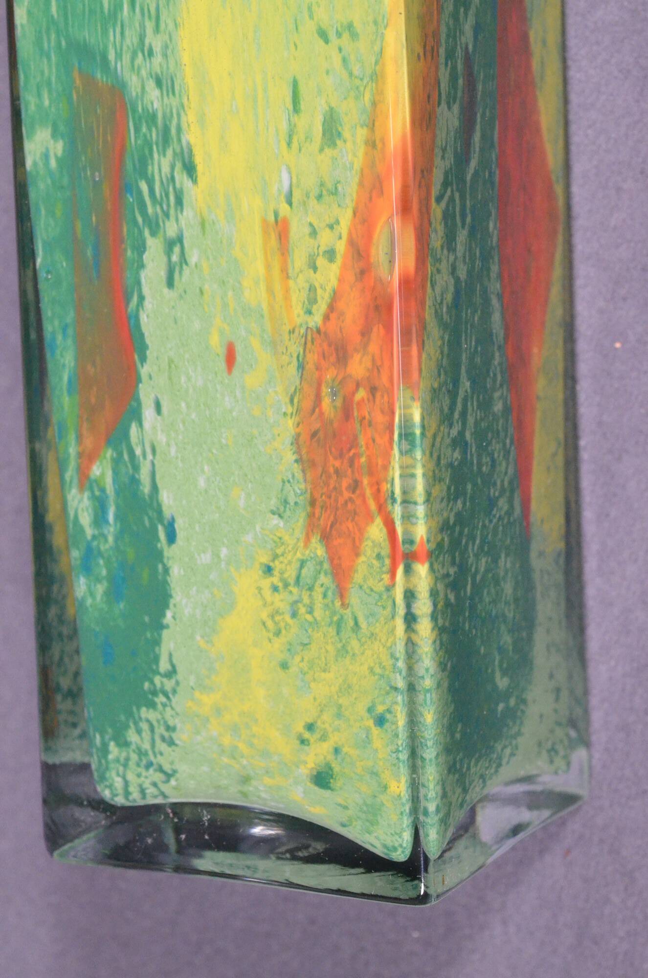 Vase La Rochère en verre soufflé polychrome, années 1970
