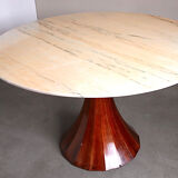 Marble and rosewood round dining table