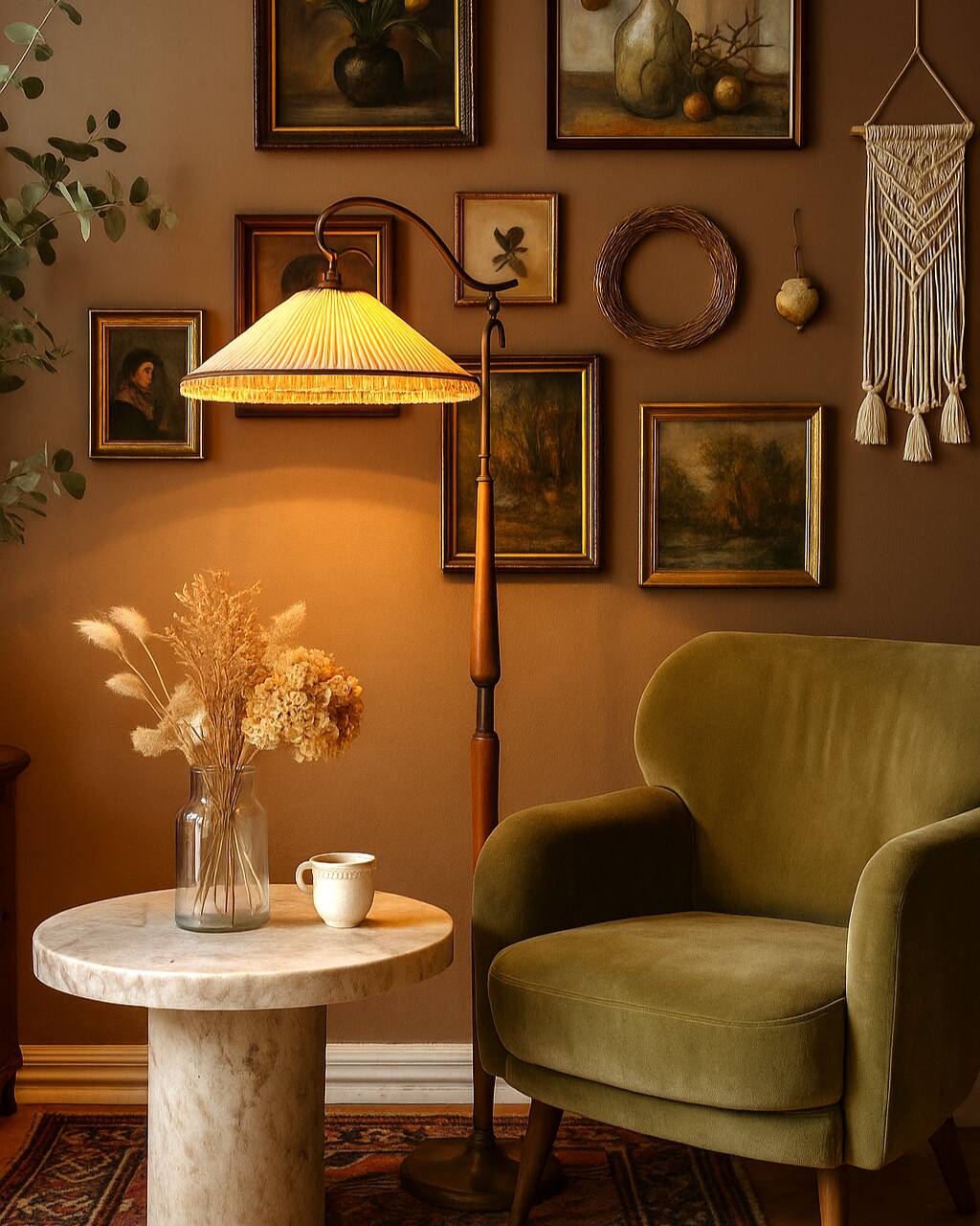 Osvaldo Borsani adjustable floor lamp brass & cherry wood 1950s